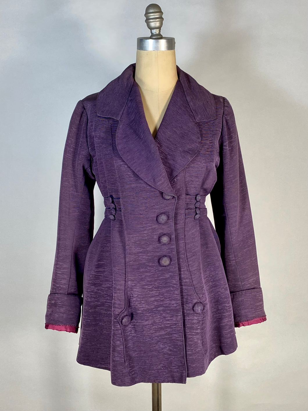 1910's - 1920's deep PURPLE ribbed silk fabric short coat jacket sz S/M
