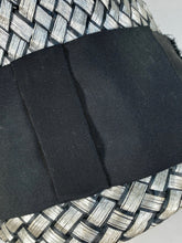 Load image into Gallery viewer, 1960's 60s Silver & Black straw 'bucket' style hat by LESLIE JAMES + original hat box