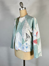 Load image into Gallery viewer, 1930’s lightweight cotton quilt-turned-reversible upcycled jacket with sashiko stitching