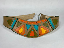 Load image into Gallery viewer, 1980’s-90’s colorful pieces leather low hip belt by Salena’s Collection