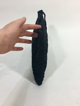 Load image into Gallery viewer, 1940’s homemade black rayon cord braided clutch bag with zipper pull diamond detail