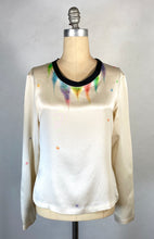 Load image into Gallery viewer, 2000’s Y2K Yves Saint Laurent YSL silk blouse top with hand drawn “fairy lights” pattern