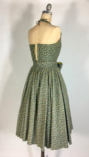 Load image into Gallery viewer, 1950’s one of a kind homemade cotton ditsy print 2-pc halter top and circle skirt set