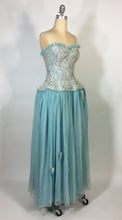 Load image into Gallery viewer, 1940’s-50’s light blue formal strapless robe de style gown by Best & Co.