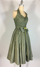 Load image into Gallery viewer, 1950’s one of a kind homemade cotton ditsy print 2-pc halter top and circle skirt set