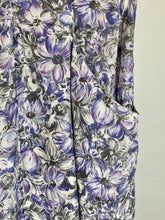 Load image into Gallery viewer, 1940’s-50’s purple floral semi sheer dress with yellow bee buttons detail