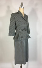 Load image into Gallery viewer, 1940’s-50’s Dynamic black and silver textured fabric skirt suit 3-pc set