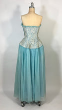 Load image into Gallery viewer, 1940’s-50’s light blue formal strapless robe de style gown by Best & Co.