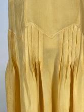 Load image into Gallery viewer, 1920’s Buttery yellow silk drop waist Flapper style dress with antique lace collar