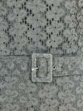 Load image into Gallery viewer, 1950’s black cotton eyelet lace sheath dress with matching belt