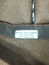 Load image into Gallery viewer, 1950’s homemade brown wool felt circle “poodle” skirt with leopard cat