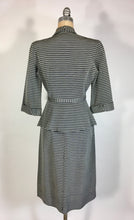 Load image into Gallery viewer, 1940’s-50’s Dynamic black and silver textured fabric skirt suit 3-pc set
