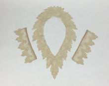 Load image into Gallery viewer, Antique pale pink silk collar & cuff trim fragments with beading embellishments