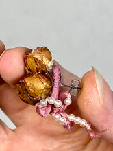 Load image into Gallery viewer, 1980’s handmade Victorian revival dried flowers jewelry set earrings & brooch