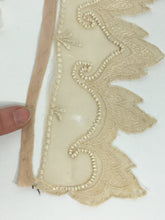 Load image into Gallery viewer, Antique pale pink silk collar & cuff trim fragments with beading embellishments