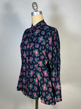 Load image into Gallery viewer, 1980’s-does-Victorian floral rose print rayon blouse with mutton sleeves by Phool
