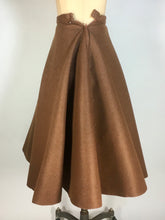 Load image into Gallery viewer, 1950’s homemade brown wool felt circle “poodle” skirt with leopard cat