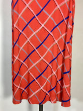 Load image into Gallery viewer, 1930’s red-orange check print cold rayon dress with waist sash and lace cuff details