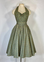 Load image into Gallery viewer, 1950’s one of a kind homemade cotton ditsy print 2-pc halter top and circle skirt set