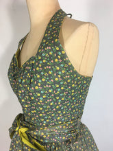 Load image into Gallery viewer, 1950’s one of a kind homemade cotton ditsy print 2-pc halter top and circle skirt set