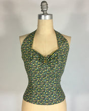Load image into Gallery viewer, 1950’s one of a kind homemade cotton ditsy print 2-pc halter top and circle skirt set