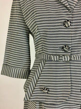 Load image into Gallery viewer, 1940’s-50’s Dynamic black and silver textured fabric skirt suit 3-pc set
