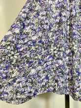 Load image into Gallery viewer, 1940’s-50’s purple floral semi sheer dress with yellow bee buttons detail