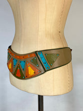 Load image into Gallery viewer, 1980’s-90’s colorful pieces leather low hip belt by Salena’s Collection