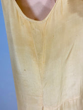 Load image into Gallery viewer, 1920’s Buttery yellow silk drop waist Flapper style dress with antique lace collar