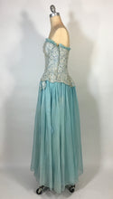 Load image into Gallery viewer, 1940’s-50’s light blue formal strapless robe de style gown by Best & Co.