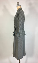 Load image into Gallery viewer, 1940’s-50’s Dynamic black and silver textured fabric skirt suit 3-pc set