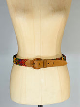 Load image into Gallery viewer, 1990’s Central American colorful cottons weave & natural leather belt
