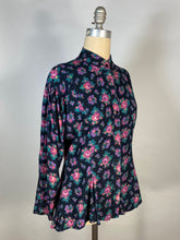 Load image into Gallery viewer, 1980’s-does-Victorian floral rose print rayon blouse with mutton sleeves by Phool