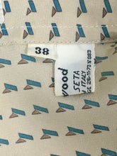 Load image into Gallery viewer, 1970’s silk blouse with Egyptian or Byzantine theme print by Oleg Cassini