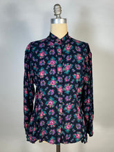 Load image into Gallery viewer, 1980’s-does-Victorian floral rose print rayon blouse with mutton sleeves by Phool