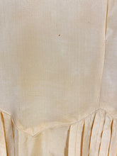 Load image into Gallery viewer, 1920’s Buttery yellow silk drop waist Flapper style dress with antique lace collar