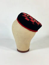 Load image into Gallery viewer, 1950’s Avant Garde playful Checkerboard and checkers velvet ribbon hat