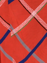 Load image into Gallery viewer, 1930’s red-orange check print cold rayon dress with waist sash and lace cuff details