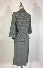 Load image into Gallery viewer, 1940’s-50’s Dynamic black and silver textured fabric skirt suit 3-pc set