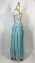 Load image into Gallery viewer, 1940’s-50’s light blue formal strapless robe de style gown by Best & Co.