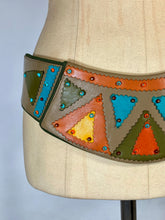 Load image into Gallery viewer, 1980’s-90’s colorful pieces leather low hip belt by Salena’s Collection