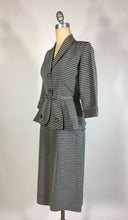 Load image into Gallery viewer, 1940’s-50’s Dynamic black and silver textured fabric skirt suit 3-pc set