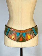 Load image into Gallery viewer, 1980’s-90’s colorful pieces leather low hip belt by Salena’s Collection