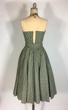 Load image into Gallery viewer, 1950’s one of a kind homemade cotton ditsy print 2-pc halter top and circle skirt set