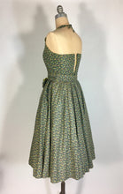 Load image into Gallery viewer, 1950’s one of a kind homemade cotton ditsy print 2-pc halter top and circle skirt set