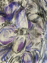 Load image into Gallery viewer, 1940’s-50’s purple floral semi sheer dress with yellow bee buttons detail