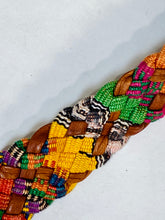 Load image into Gallery viewer, 1990’s Central American colorful cottons weave & natural leather belt