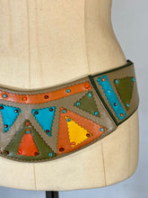 Load image into Gallery viewer, 1980’s-90’s colorful pieces leather low hip belt by Salena’s Collection