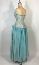 Load image into Gallery viewer, 1940’s-50’s light blue formal strapless robe de style gown by Best & Co.
