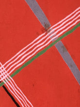 Load image into Gallery viewer, 1930’s red-orange check print cold rayon dress with waist sash and lace cuff details